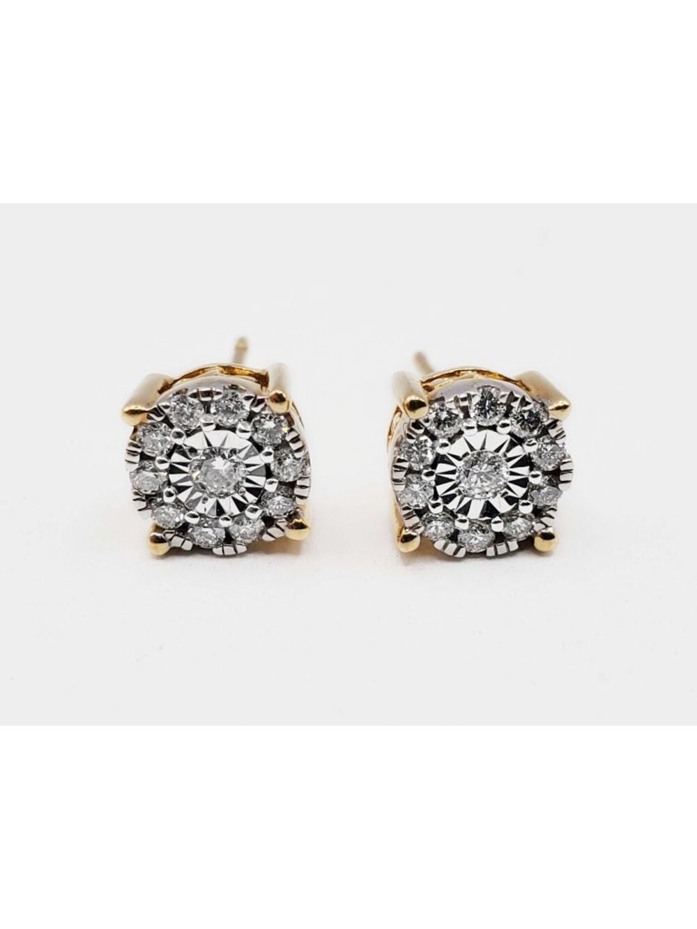 0.33 ctw Natural Diamond Cluster Stud Earrings 14k Gold UD